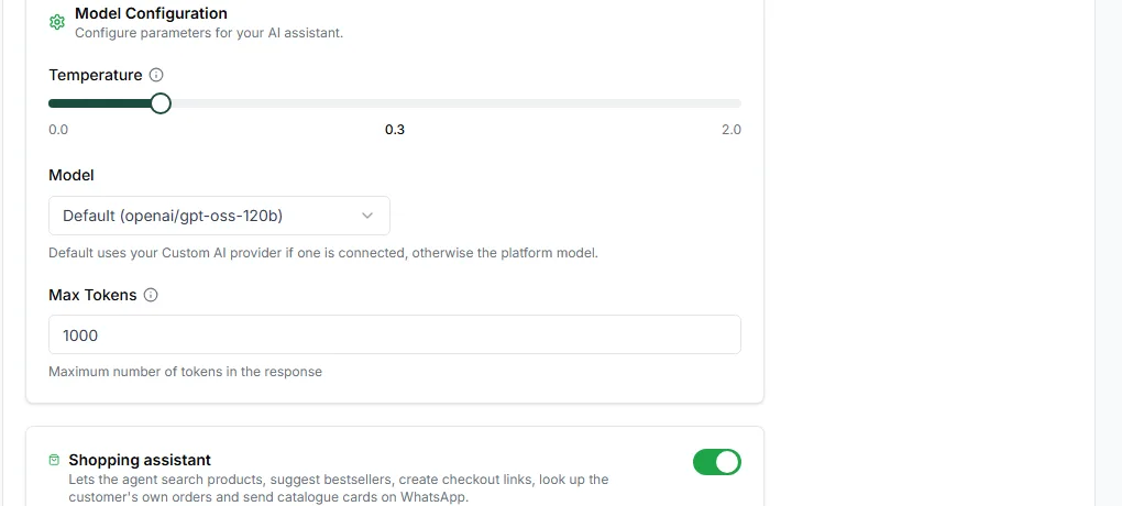 The Settings tab
