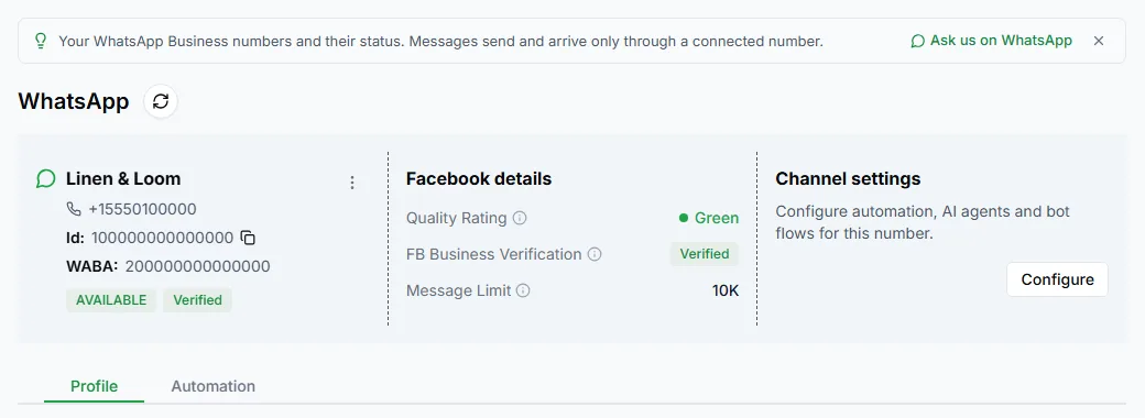 The WhatsApp Channel page
