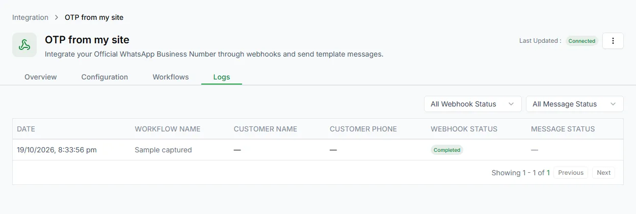 The Logs tab