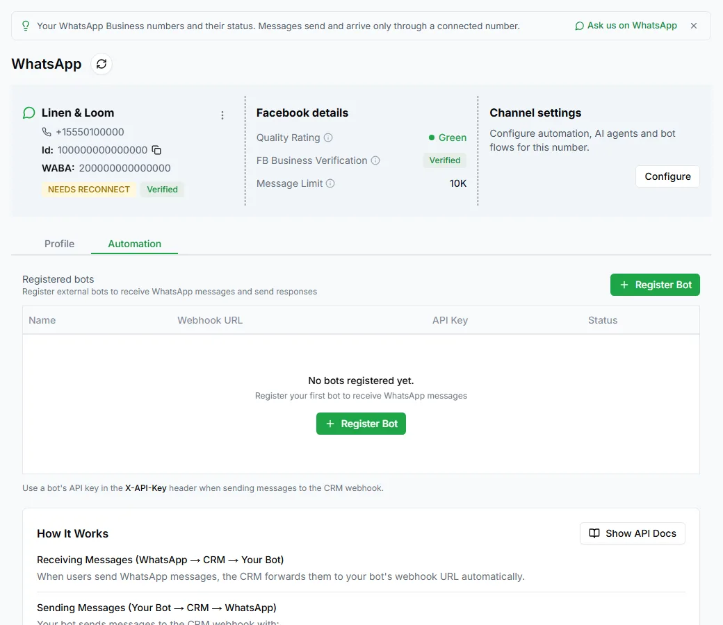 The Automation tab