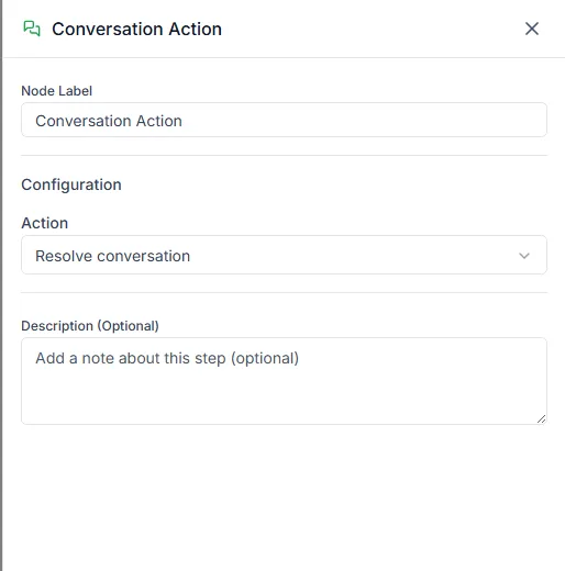 The Conversation Action step settings